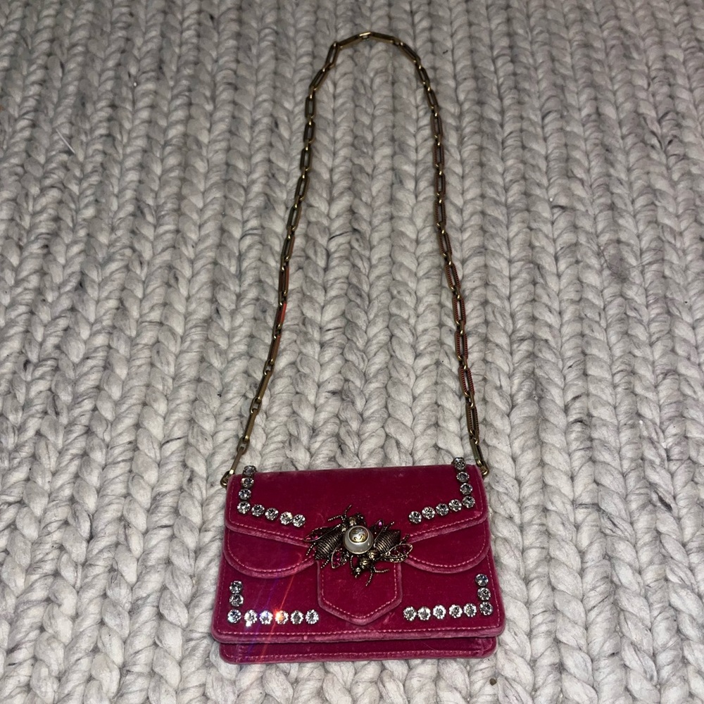 Gucci Velvet pink Rhinestone Handbag